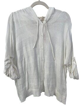 Mystree Hoodie Sweater Small/Medium Roll Up Sleeve Button Front Cozy Lounge NEW